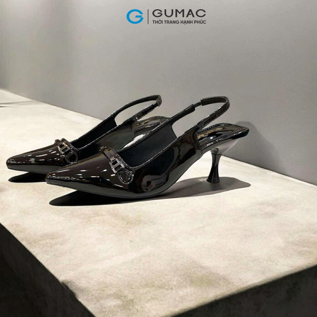 Giày Cao Gót Nữ GUMAC Thiết Kế Mũi Nhọn Cao 7cm Phối Khóa Thanh Lịch Sang Trọng GF07035