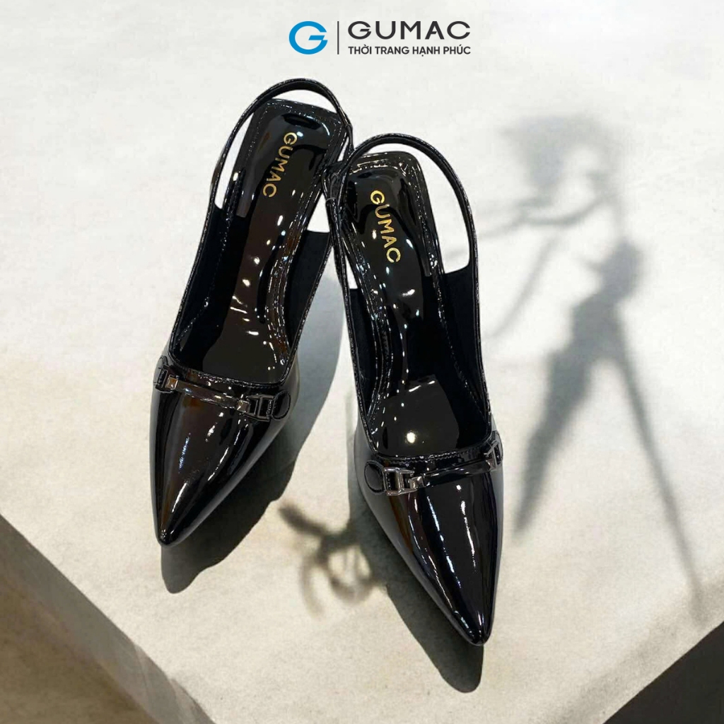 Giày Cao Gót Nữ GUMAC Thiết Kế Mũi Nhọn Cao 7cm Phối Khóa Thanh Lịch Sang Trọng GF07035