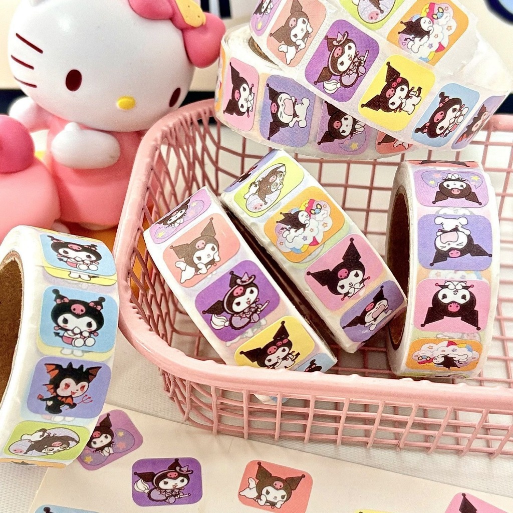 🍀 Cuộn 500 Tem Miếng Dán Sticker Capybara/ Kuromi/ Natra Dễ Thương🍀 ...