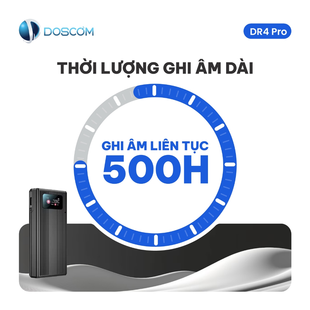 Máy Ghi Âm Chuyên Nghiệp DOSCOM DR4 Pro Pin 500 Giờ - Chip Thế Hệ Mới 2025 Lọc Tiếng Ồn Thông Minh