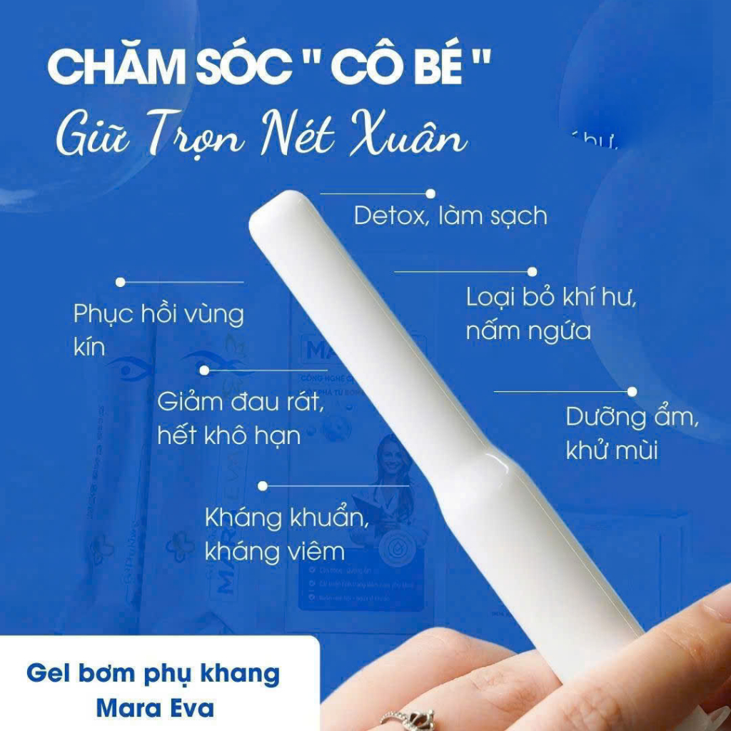 Gel phụ khang Mara Eva giúp làm sạch, loại bỏ khí hư, giảm đau rát, ngứa ngáy, khử mùi hôi