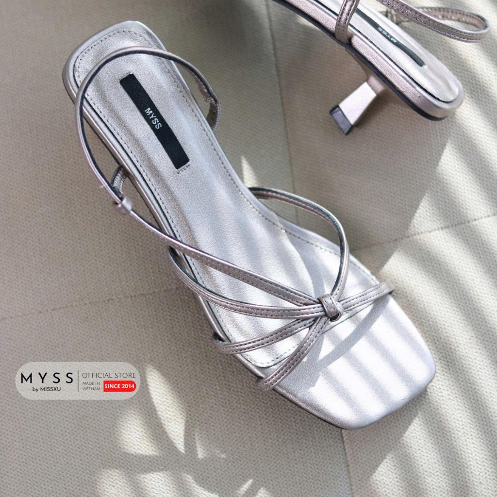 Giày sandal dây mảnh thắt nơ gót nhí 4cm cao cấp MYSS - SD223