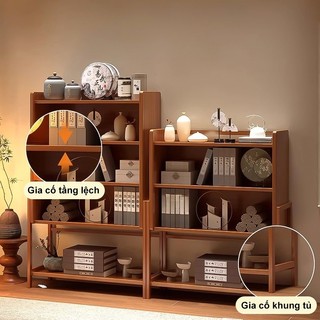 Kệ Sách Tre Không Cửa Thiết Kế Mở Tiết Kiệm Diện Tích Tủ Trưng Bày Đựng Đồ Phòng Khách