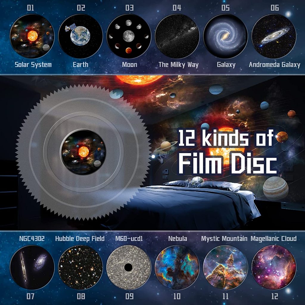 Máy Chiếu Ngân Hà Bluetooth 12 Trong 1,4K HD,Chiếu Xa 5M Phủ 70㎡,Đèn Ngủ Galaxy Cho Phòng Ngủ&Trẻ Em