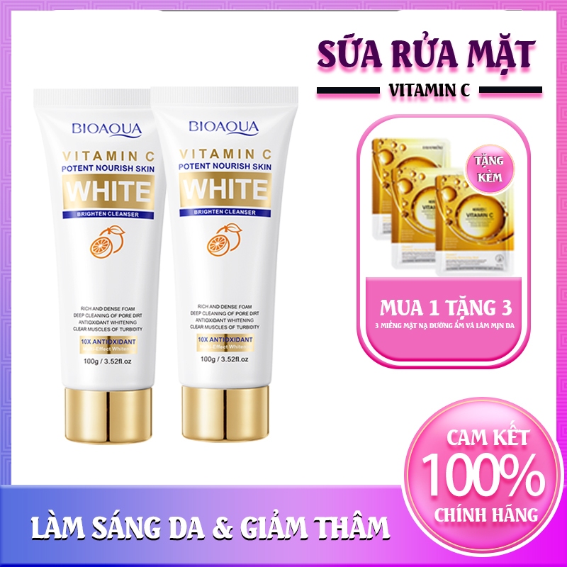 sữa rửa mặt trắng da Vitamin C100g,Làm sạch lỗ chân lông Làm sáng dưỡng trắng da，sữa rửa mặt làm sáng da