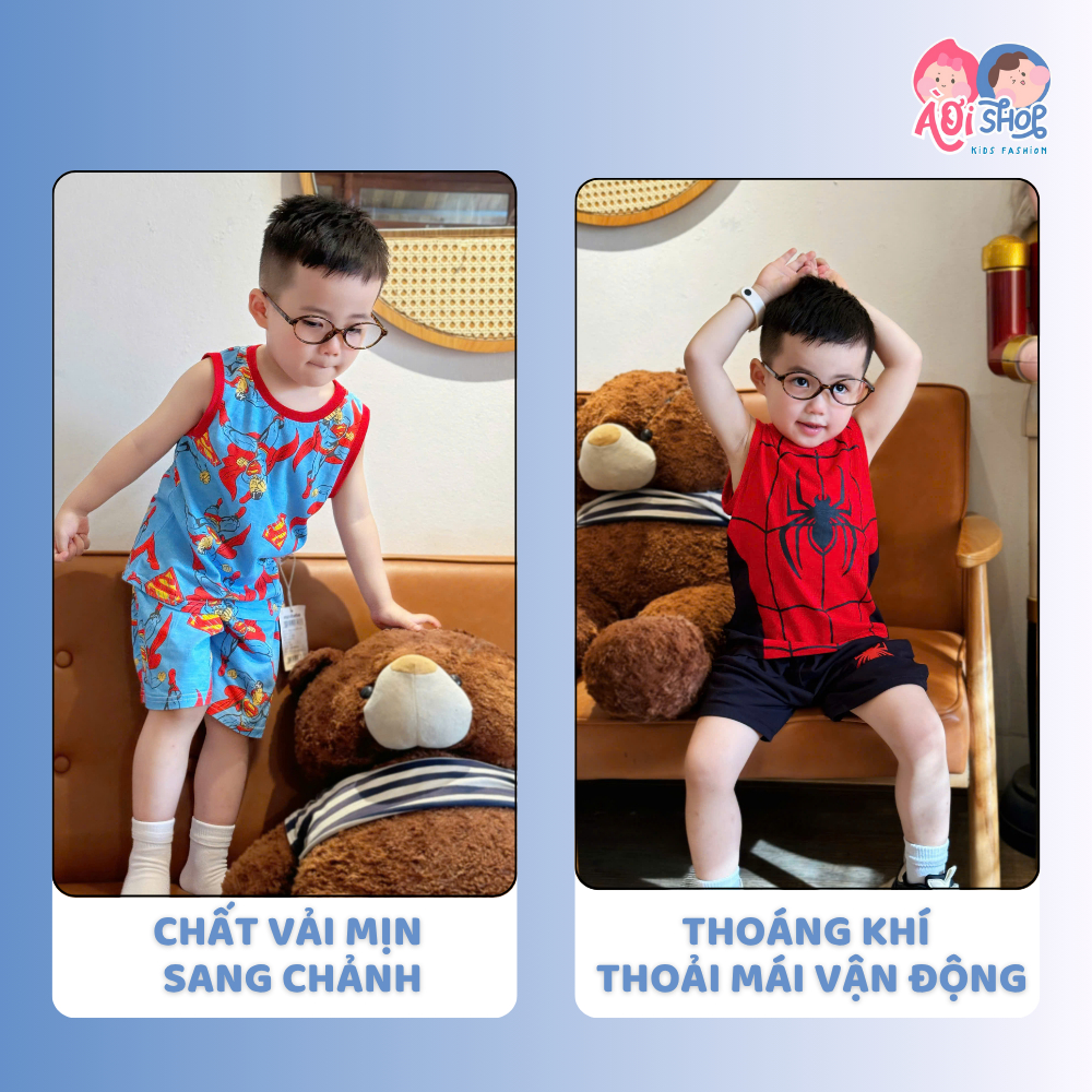 [À ƠI SHOP] R06- set 2 bộ ba lỗ nhện đen và supper man- a100.193
