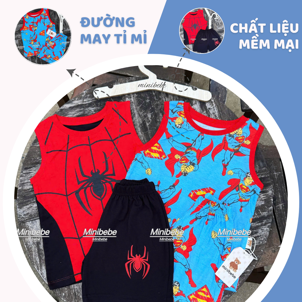 [À ƠI SHOP] R06- set 2 bộ ba lỗ nhện đen và supper man- a100.193