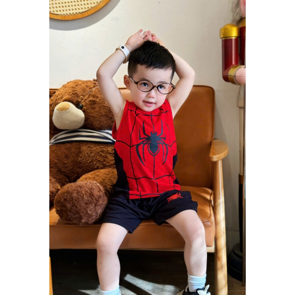 [À ƠI SHOP] R06- set 2 bộ ba lỗ nhện đen và supper man- a100.193