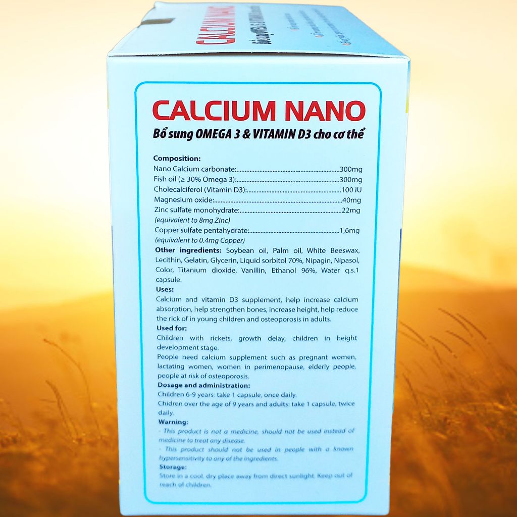 Combo 3 Hộp Calcium Nano Đại Dương 100 Viên - Rostex - Vinaphar - Vitamin Thanh Lọc
