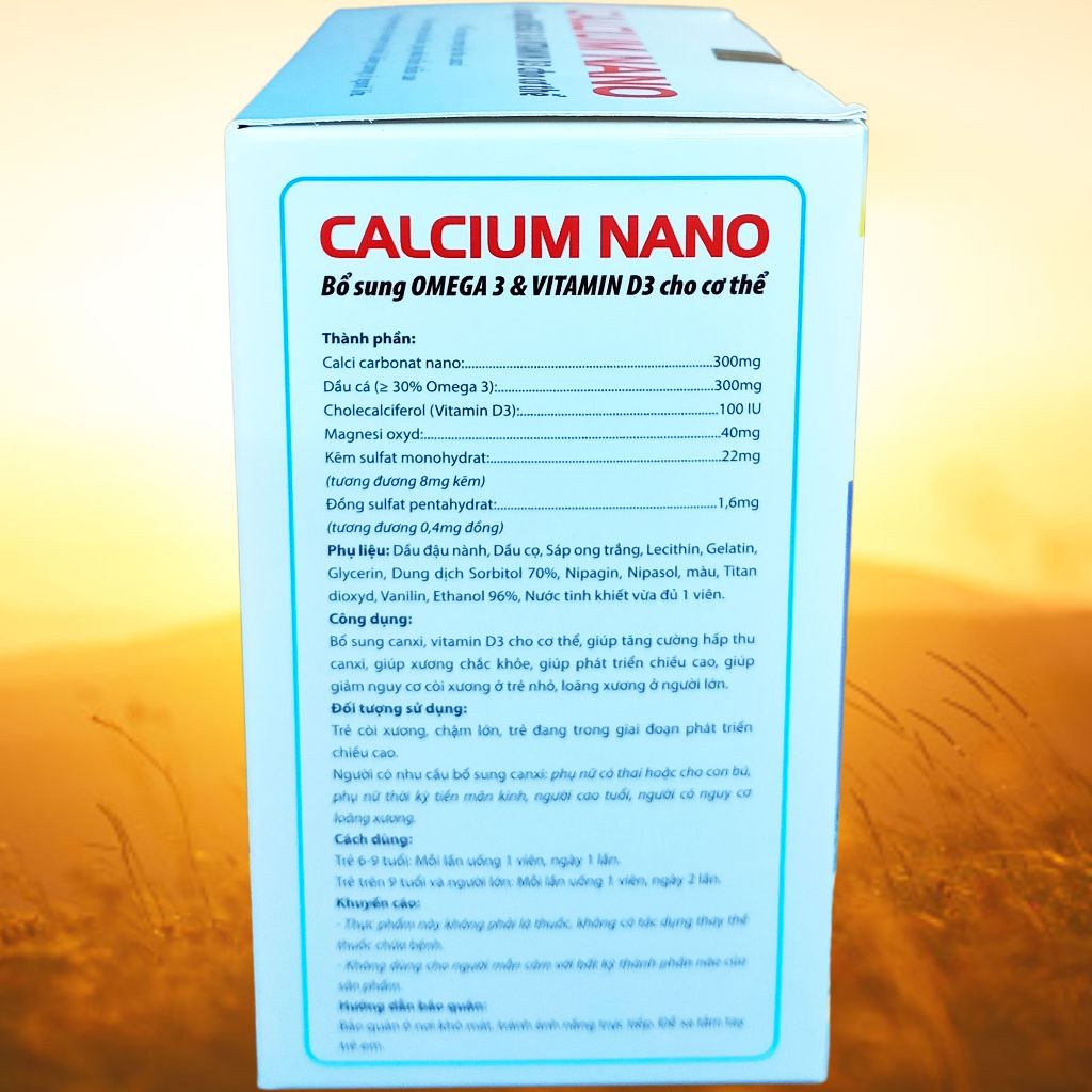 Combo 3 Hộp Calcium Nano Đại Dương 100 Viên - Rostex - Vinaphar - Vitamin Thanh Lọc