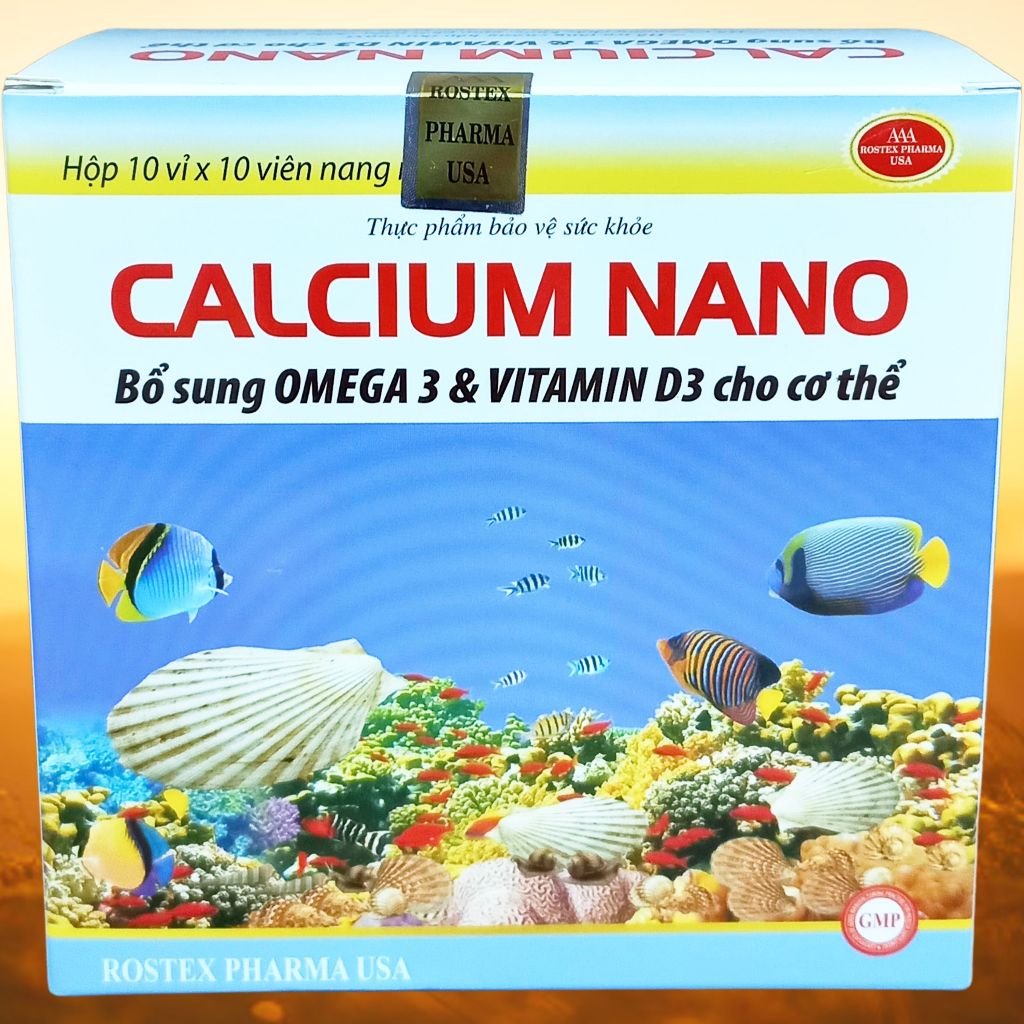Combo 3 Hộp Calcium Nano Đại Dương 100 Viên - Rostex - Vinaphar - Vitamin Thanh Lọc