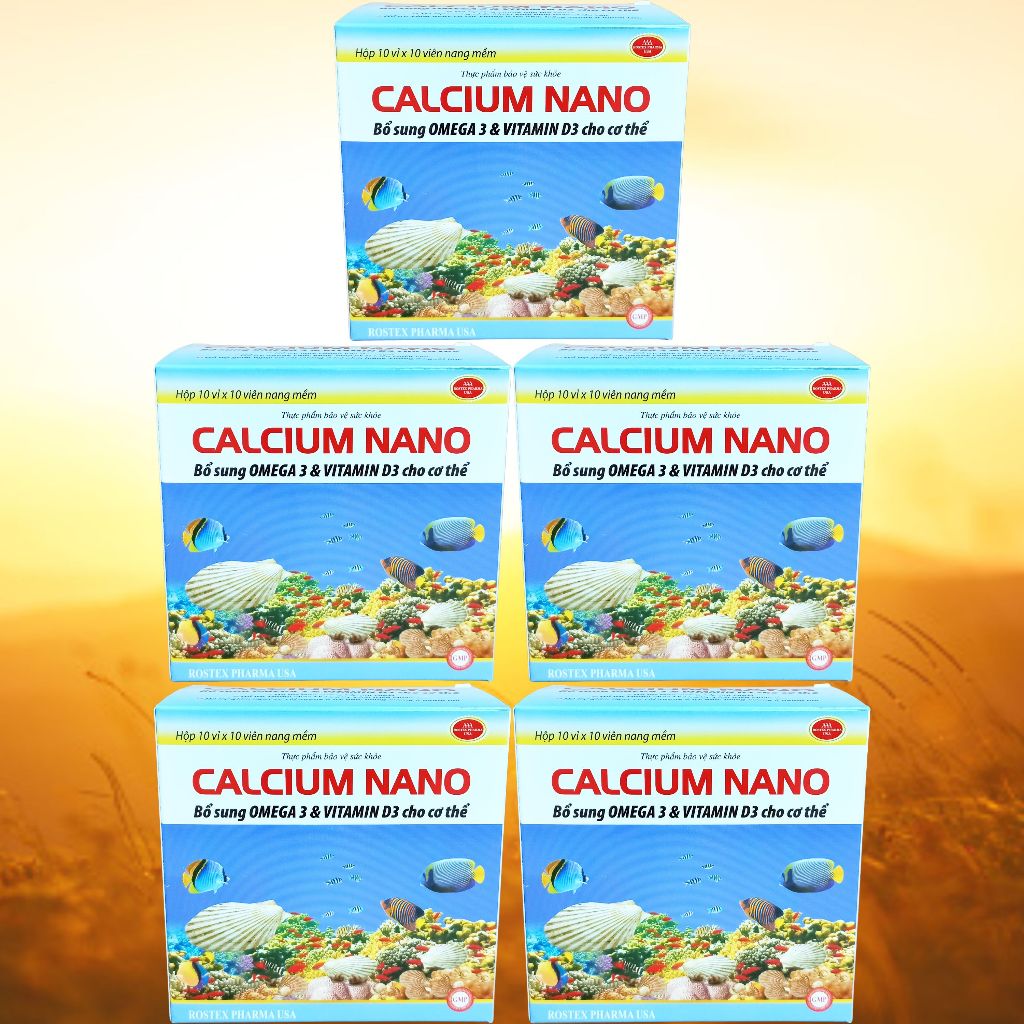Combo 5 Hộp Calcium Nano Đại Dương 100 Viên - Rostex - Vinaphar - Vitamin Thanh Lọc