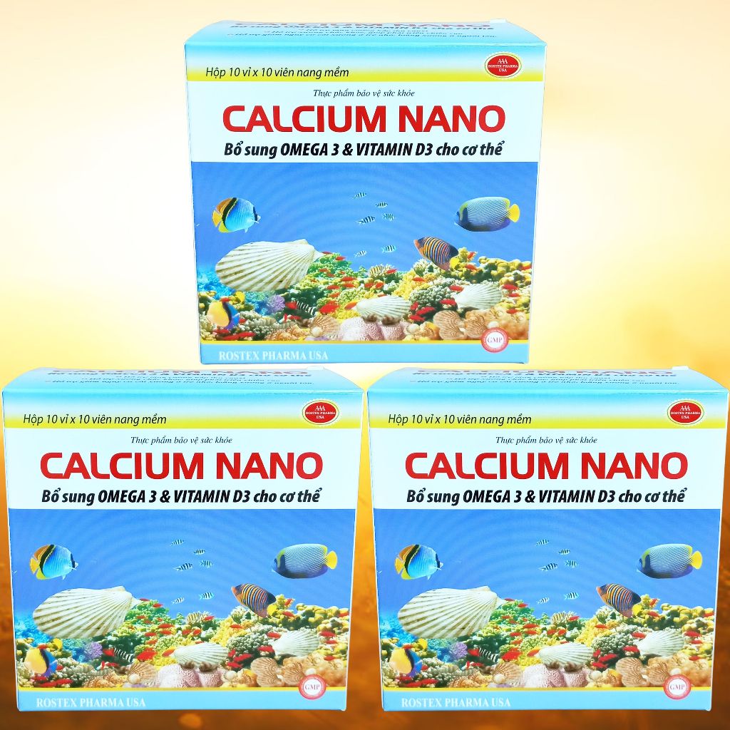 Combo 3 Hộp Calcium Nano Đại Dương 100 Viên - Rostex - Vinaphar - Vitamin Thanh Lọc