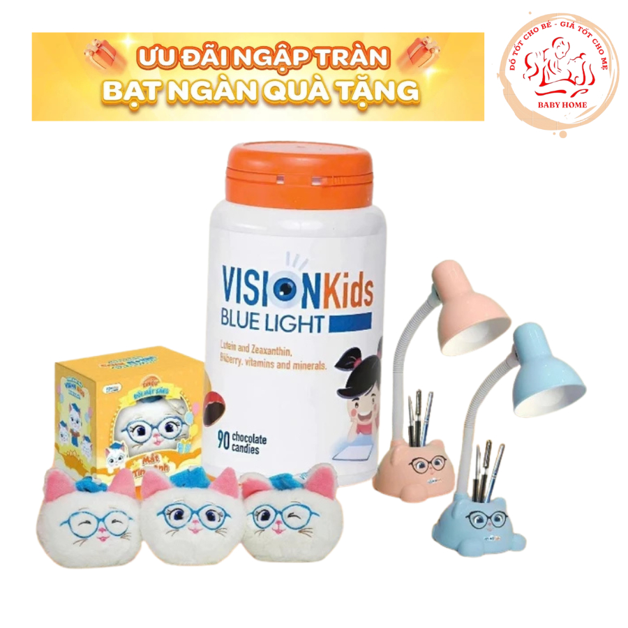 Vision Kids Blue Light - Viên sáng mắt, giúp bảo về mắt khỏi ánh sáng Xanh Hộp 90 viên date moi + quà tặng
