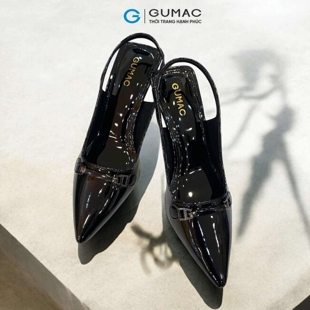 Giày Cao Gót Nữ Mũi Nhọn GUMAC Chất Da Pu Bóng Mềm Êm Chân Sang Trọng GF07035