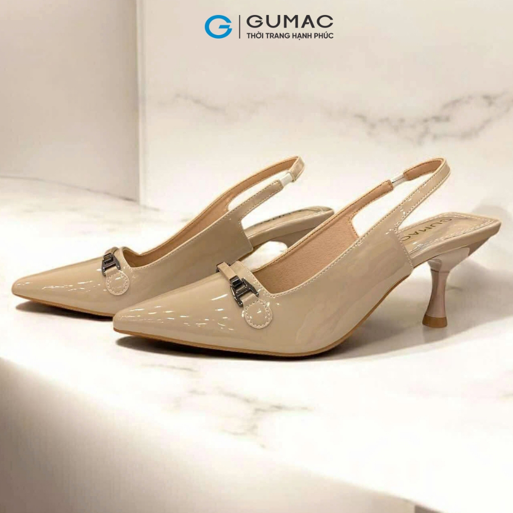 Giày Cao Gót Nữ Mũi Nhọn GUMAC Chất Da Pu Bóng Mềm Êm Chân Sang Trọng GF07035