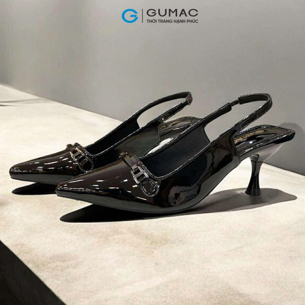 Giày Cao Gót Nữ Mũi Nhọn GUMAC Chất Da Pu Bóng Mềm Êm Chân Sang Trọng GF07035