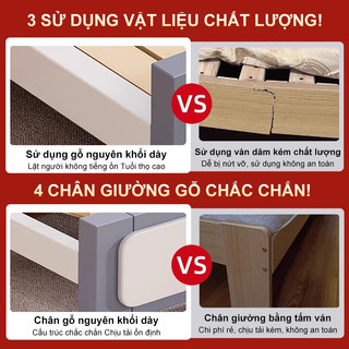 Panda Giường đôi 2 mét phòng ngủ chính gỗ nguyên khối chất lượng cao chịu lực 500KG giảm giá 20%