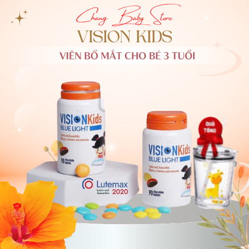 Vision Kids Blue Light Hộp 90 viên ngăn chặn ánh sáng xanh bảo vệ mắt cho bé yêu + quà