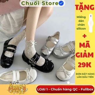Giày bệt nữ da PU tổng hợp dệt vải đế cao su ôm chân vừa vặn mix 2 quai cài dễ thương dễ phối đồ