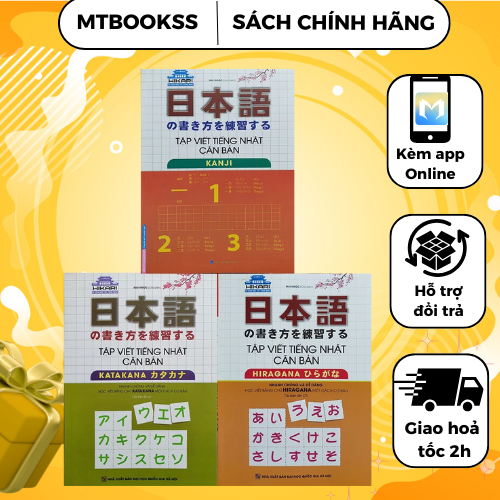 Sách - Combo 3 Cuốn Tập Viết Tiếng Nhật Căn Bản Hiragana + Katakana + Kanji