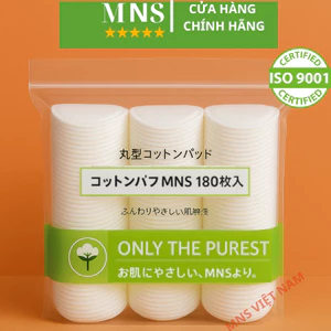Bông tẩy trang MNS 180 miếng Cotton tự nhiên, Bông tẩy trang cao cấp,mềm mịn ISO9001:2015