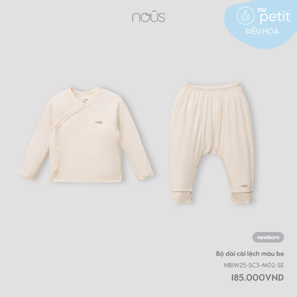 Nous Newborn bộ quần áo dài cài lệch cài thẳng bé trai bé gái sơ sinh mềm mịn cho bé dưới 5kg BST T8