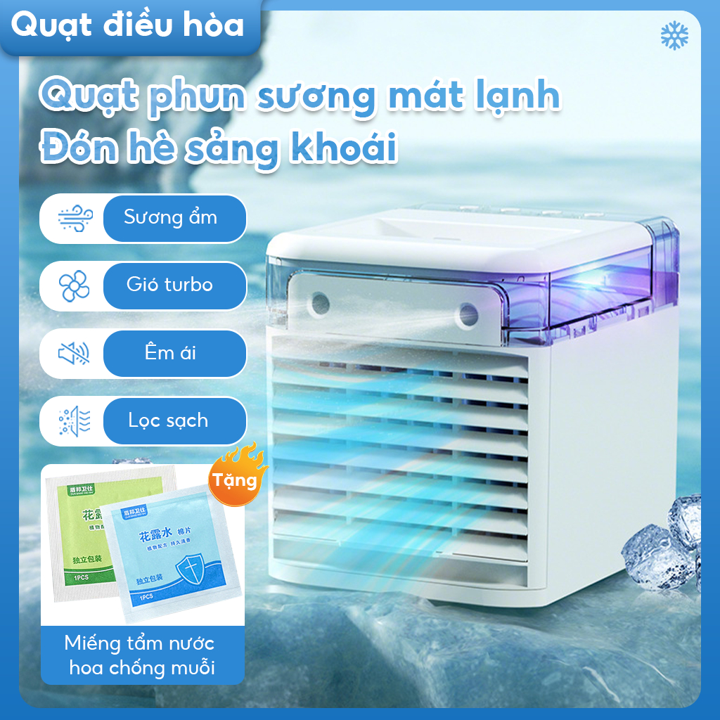 3 trong 1 Máy điều hòa không khí mini Quạt làm mát nước Máy làm ẩm cá nhân sạc USB di động +Chống muỗi