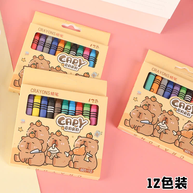 Bút màu sáp 12 màu_Bút tô màu cho bé loại tt_sáp màu CAPYBARA, aihao giá rẻ