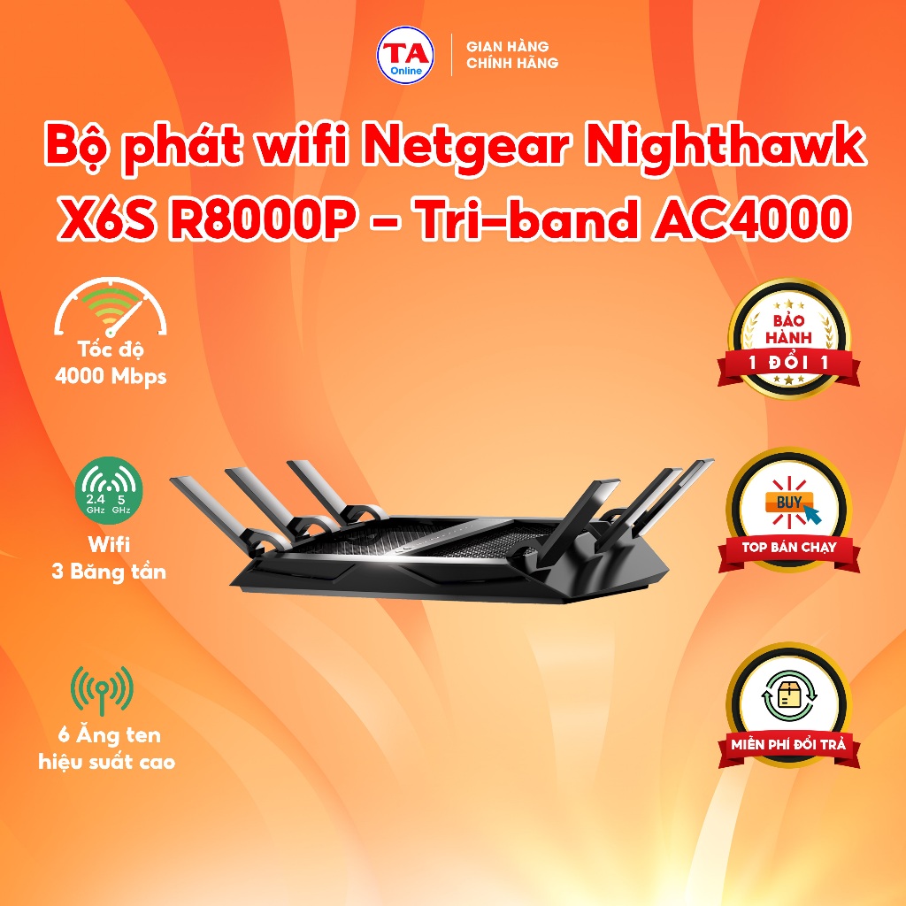 Bộ phát wifi Netgear Nighthawk X6S R8000P - Tri-band AC4000 | Shopee ...