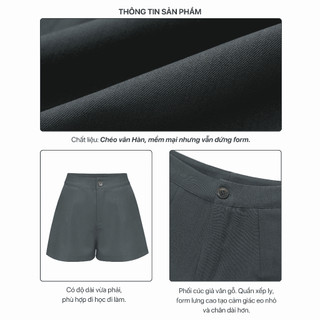 Quần short nữ MONÁ lưng cao tôn dáng chất vải dày dặn - PALM SHORTS