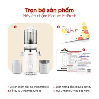 Máy Ép Chậm Masuto MS Fresh Công Suất 150W, Dễ Dàng Sử Dụng, Vệ Sinh, Bảo Hành 24 tháng