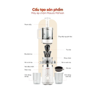 Máy Ép Chậm Masuto MS Fresh Công Suất 150W, Dễ Dàng Sử Dụng, Vệ Sinh, Bảo Hành 24 tháng