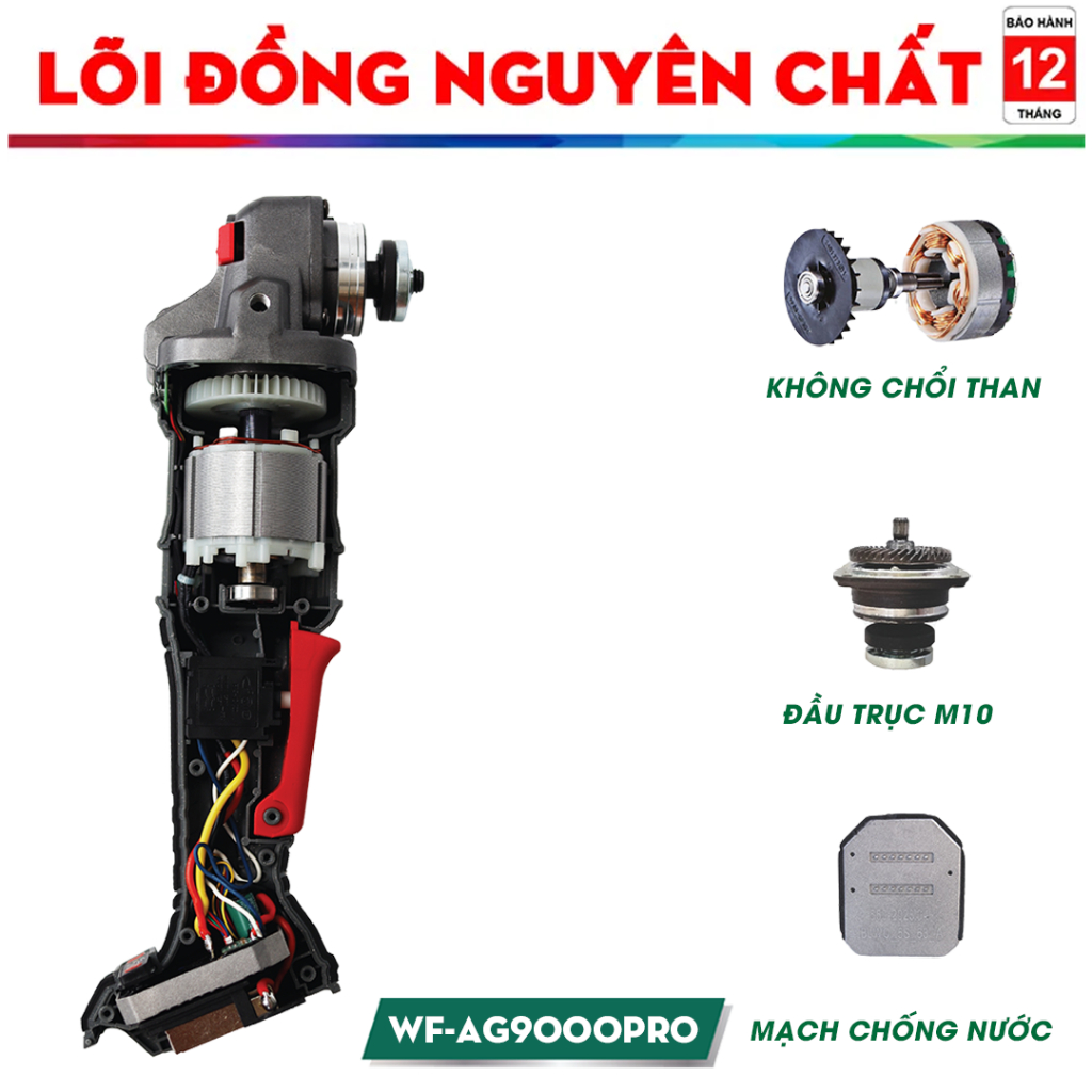 [TẶNG ĐĨA CẮT] Máy mài góc Workfix WF-AG9000ATC - 5 Tính Năng Thông Minh, Có Màn Led, Chuyên Cắt, Cưa, Mài