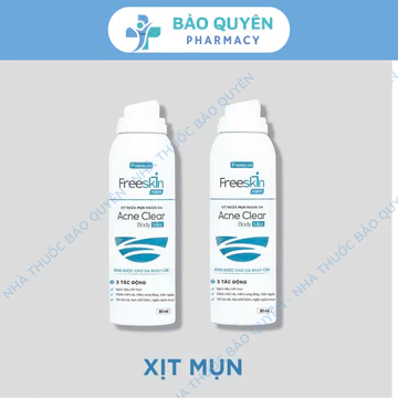 Combo 2 Chai Xịt Mụn Lưng Freeskin Acne Clear Body Mist 80ml – Giảm Mụn Lưng, Viêm Nang Lông, Thâm Mụn