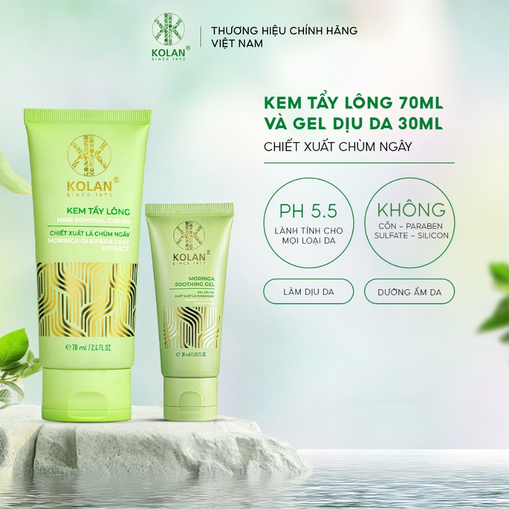 [Date 08/2026] Combo Kem Tẩy Lông KOLAN 70ml + Gel Dịu Da KOLAN 30ml