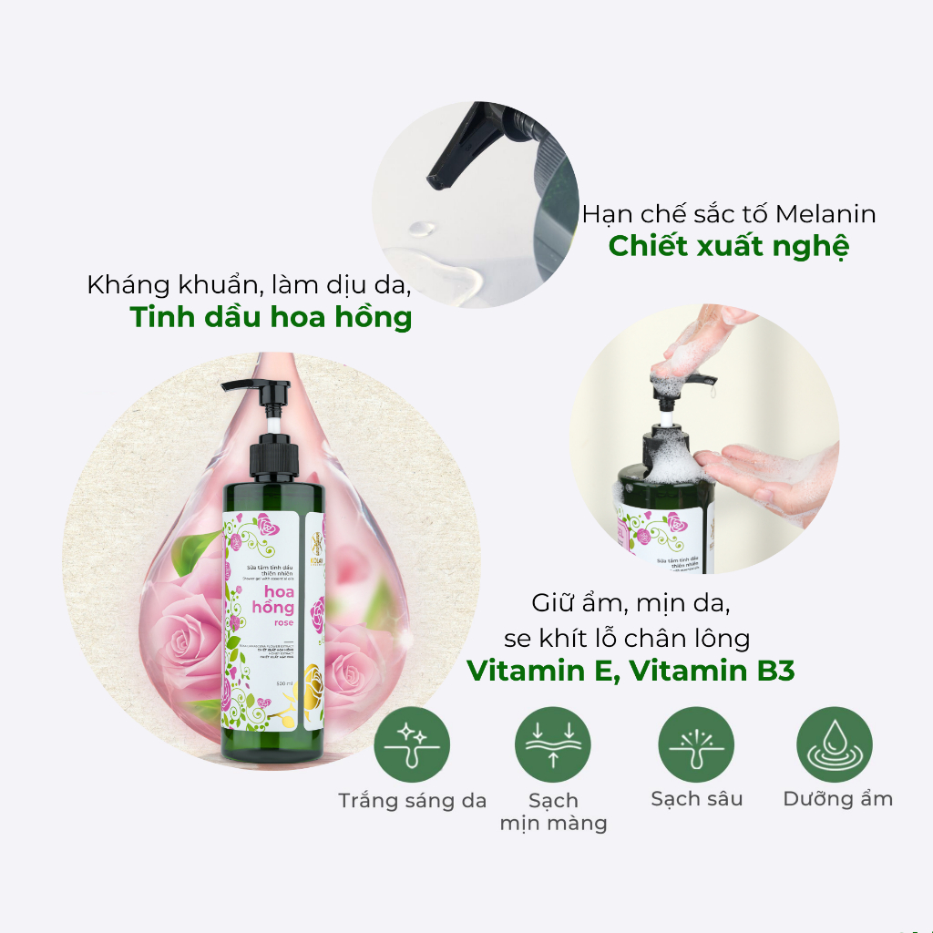 Sữa Tắm KOLAN 500ml, Làm Sạch Da, Dưỡng Ẩm, Mềm Mịn, Lưu Hương
