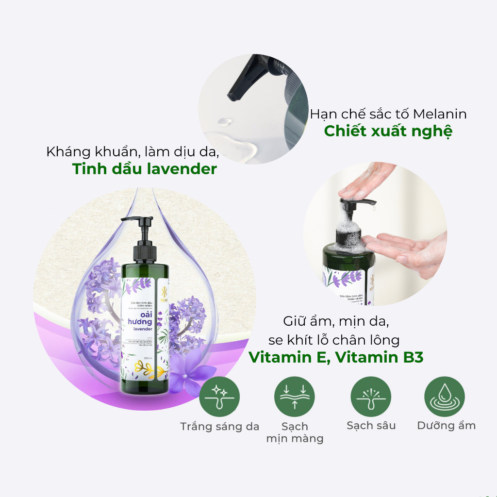 Sữa Tắm KOLAN 500ml, Làm Sạch Da, Dưỡng Ẩm, Mềm Mịn, Lưu Hương
