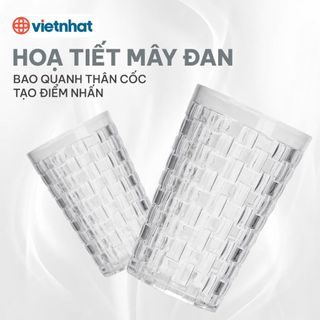 Cốc mây đan 380ml Hokori nhựa Việt Nhật cao cấp, cốc sinh tố, trà chanh - MS:6395/ 6396