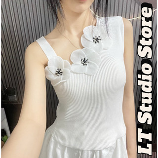 LT- Áo len bông hoa đính đá 2 dáng sát nách và hai dây cực hot nhé 1086