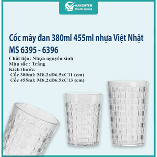 Cốc mây đan 380ml Hokori nhựa Việt Nhật cao cấp, cốc sinh tố, trà chanh - MS:6395/ 6396