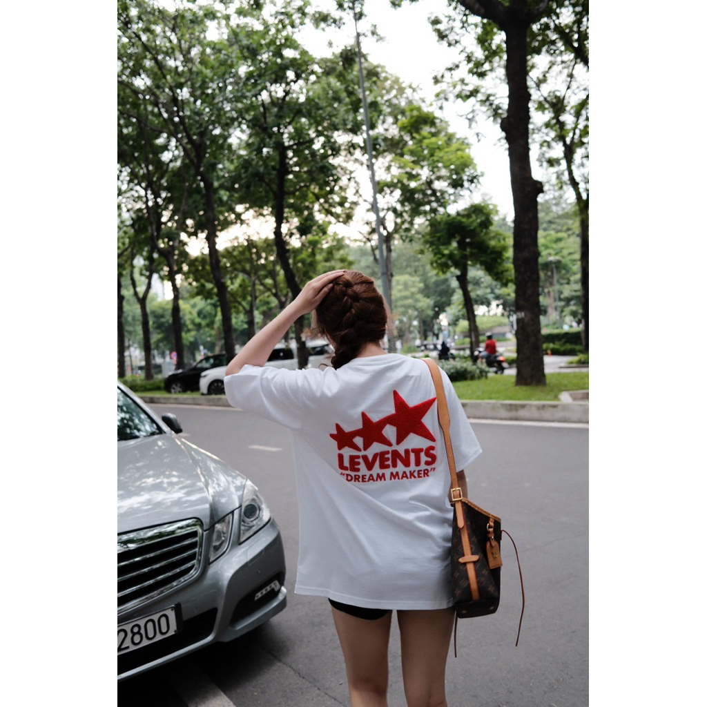 Áo Thun Levents Thêu Xù Form Rộng Chất Vải Cotton Dày Dặn Unisex
