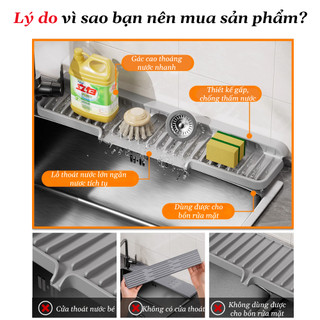 Tấm Thoát Nước Gác Bồn Rửa Bát Silicone Gập Mép – Nhanh Khô, Chống Tràn, Dễ Vệ Sinh