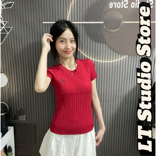 LT - Áo len nữ xoắn thừng cổ tròn cộc tay len mongtoghi hình nơ xinh xắn free size 1099