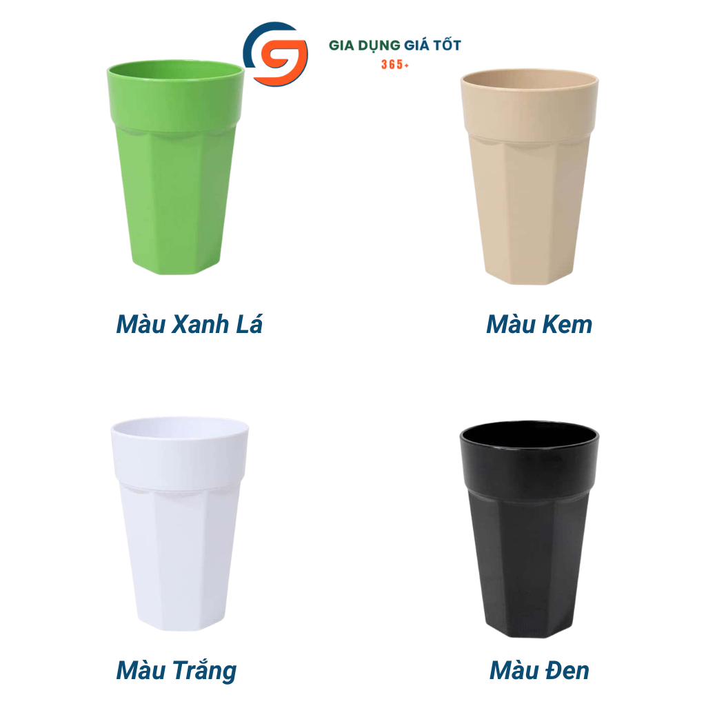 Cốc nhựa 500ml, ly nhựa uống nước 8 cạnh Song Long nhiều màu