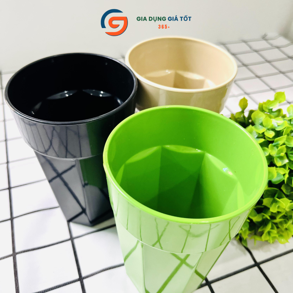 Cốc nhựa 500ml, ly nhựa uống nước 8 cạnh Song Long nhiều màu