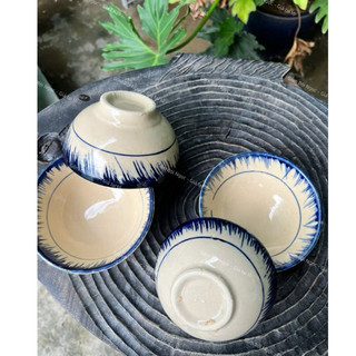 Chén Gốm Chỉ Xanh/Phết Xanh Ăn Cơm Size 11cm Lò Ga Dày - Gốm Xưa Lái Thiêu Cho Người Hoài Niệm