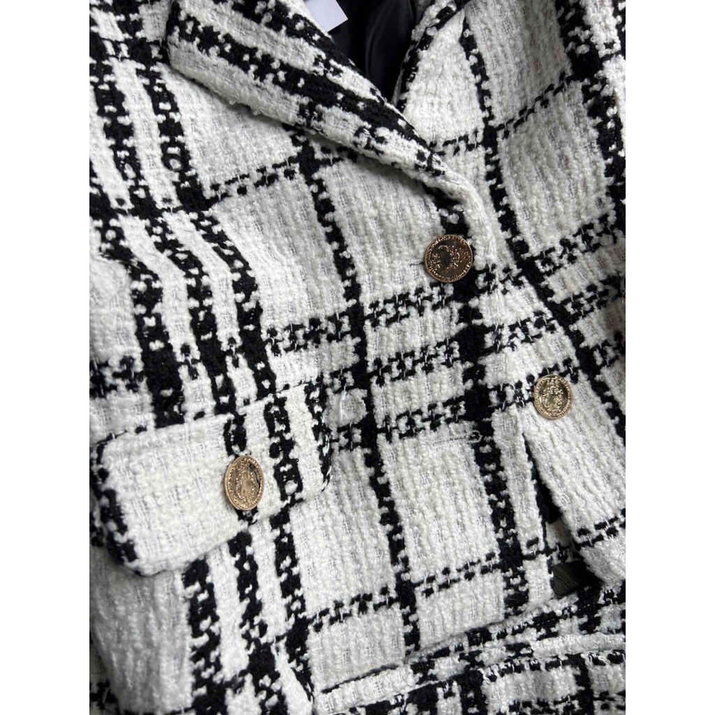 db2240 set blazer + quần short vải tweed nữ