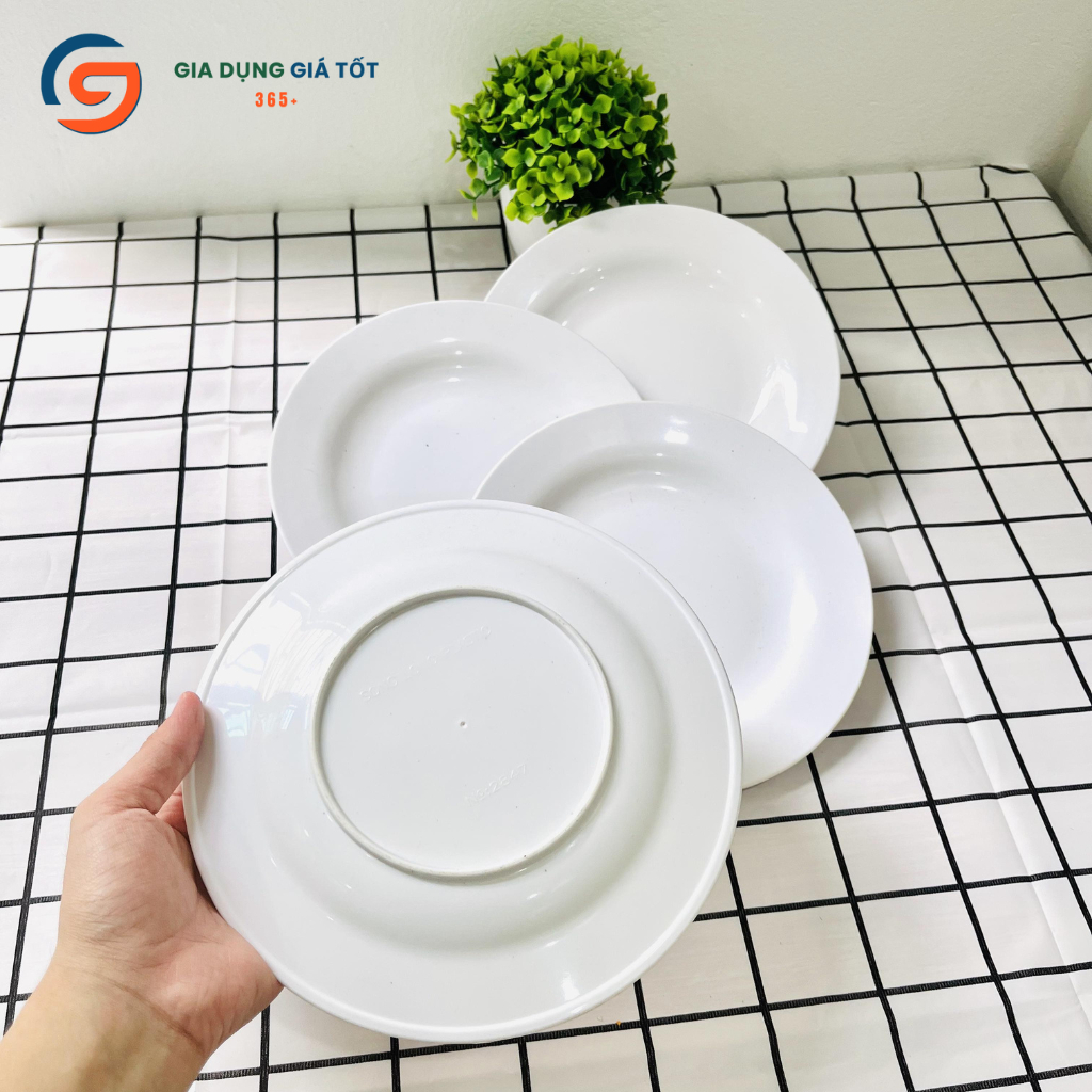 Đĩa tròn nhựa phíp HQ Song Long đựng thức ăn, bánh kẹo, đồ tráng miệng cho gia đình, nhà hàng