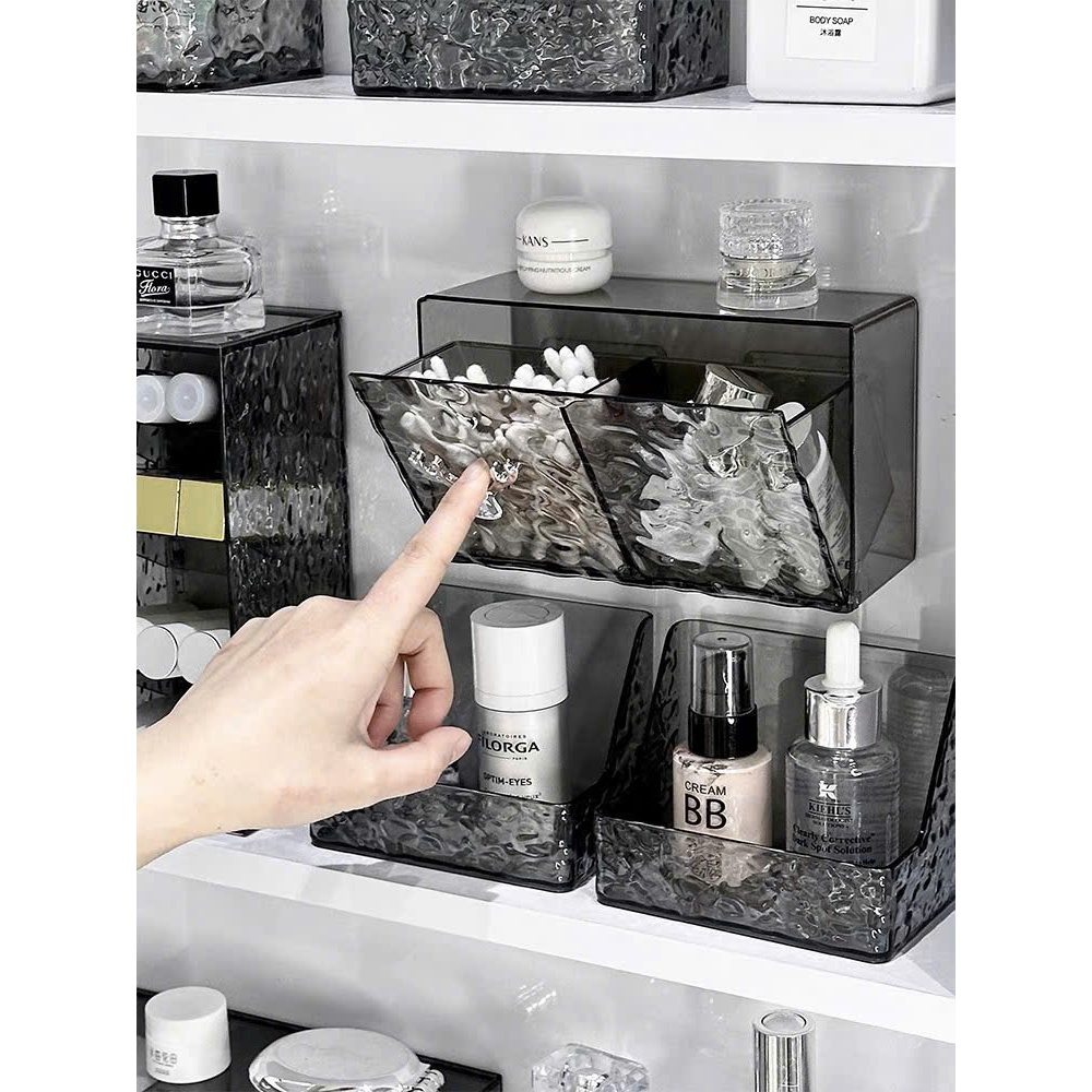 hộp đựng tăm bông,bông tẩy trang gắn tường 2 ngăn